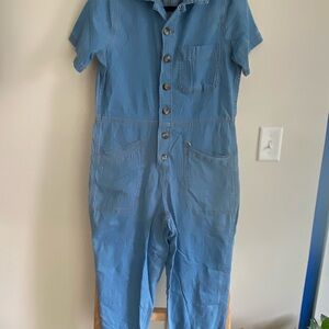No Boundaries Blue Button-Up Jumpsuit